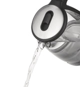 Salton Cordless Electric Glass Kettle with Auto Shut Off, Black/Stainless Steel, 1.7-L