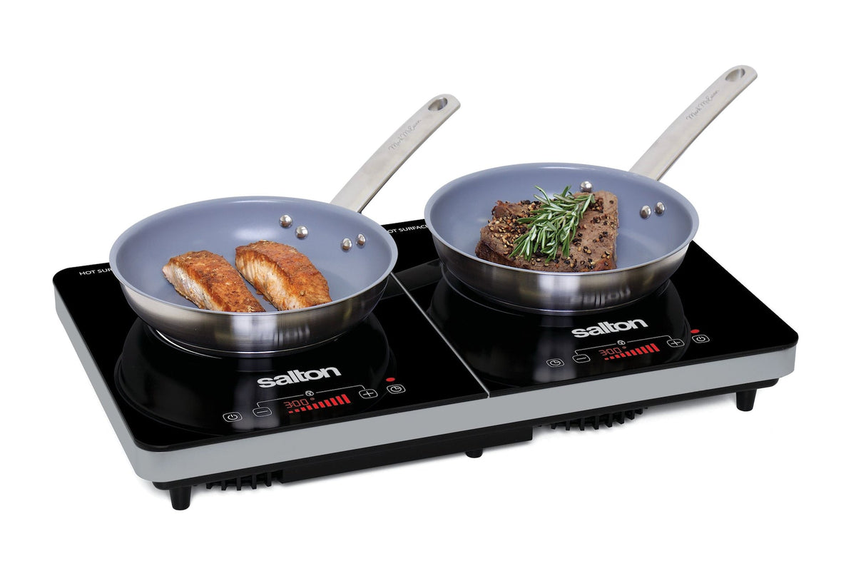 Salton Double Induction Cooktop, LED Display & Touch control with 10 Power Settings