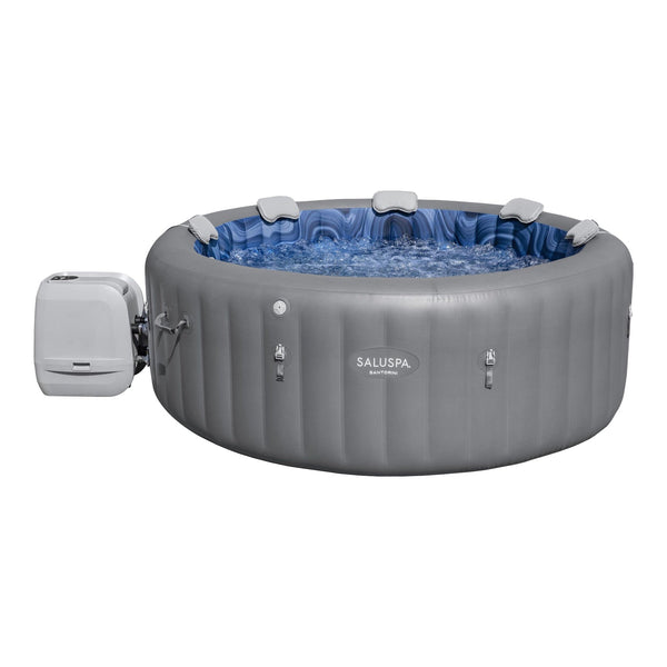 Salu Spa Santorini Grey 7-Person Luxe HydroJet Pro Round Smart Spa, 85-in x 31.5-in T4