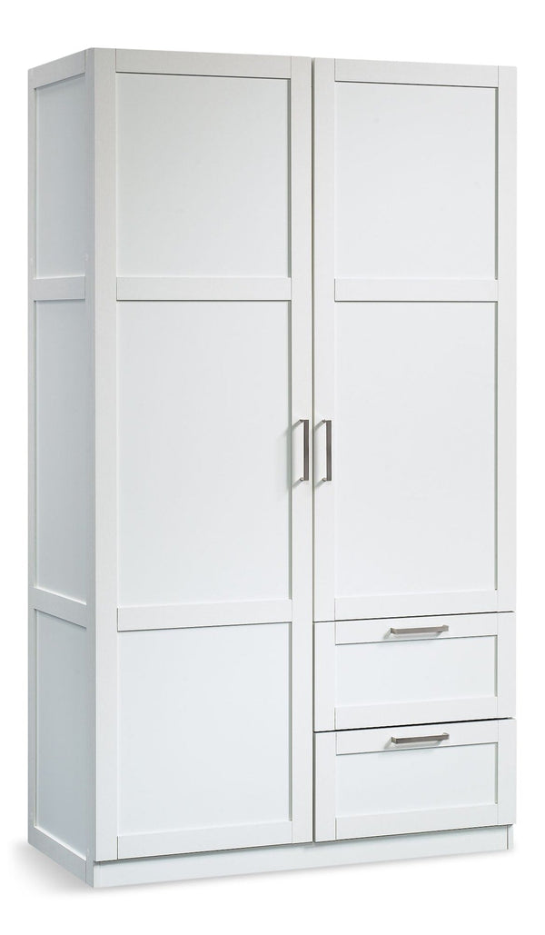 Sauder 2 Door 2 Drawer Wardrobe, White B7