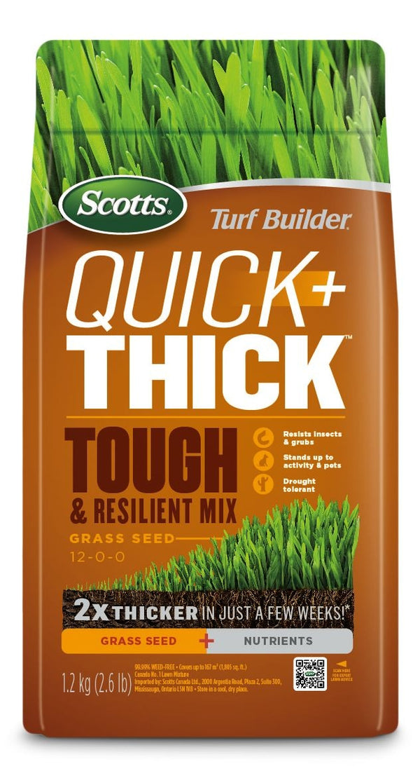 Scotts Turf Builder Quick + Thick Grass Seed Tough & Resilient Mix, 12-0-0, 1.2-kg W7