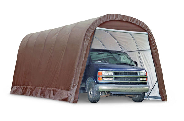 ShelterLogic Heavy Duty Waterproof Round Style Auto Shelter with UV Protection, 12x24x10-ft G1