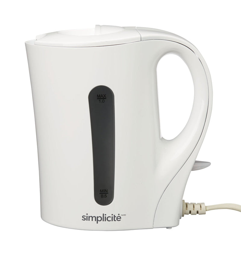 Simplicité Corded Electric Kettle with Auto Shut Off, White, 1-L W8