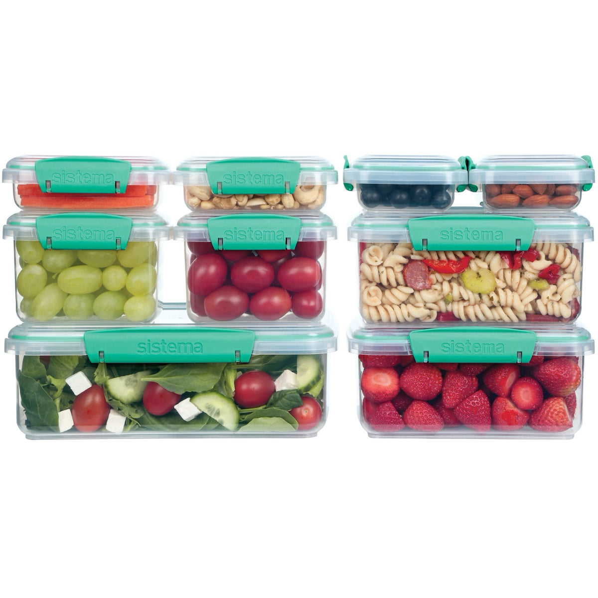 Sistema To Go Rectangular Food Storage Container Set with Removable Dividers, 18-pc