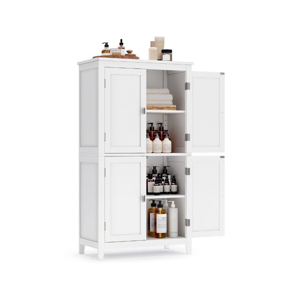 Songmics Home 4-Door White Storage Cabinet with Adjustable Shelves