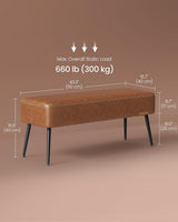 Songmics Home EKHO Collection Caramel Brown Synthetic Leather Bench