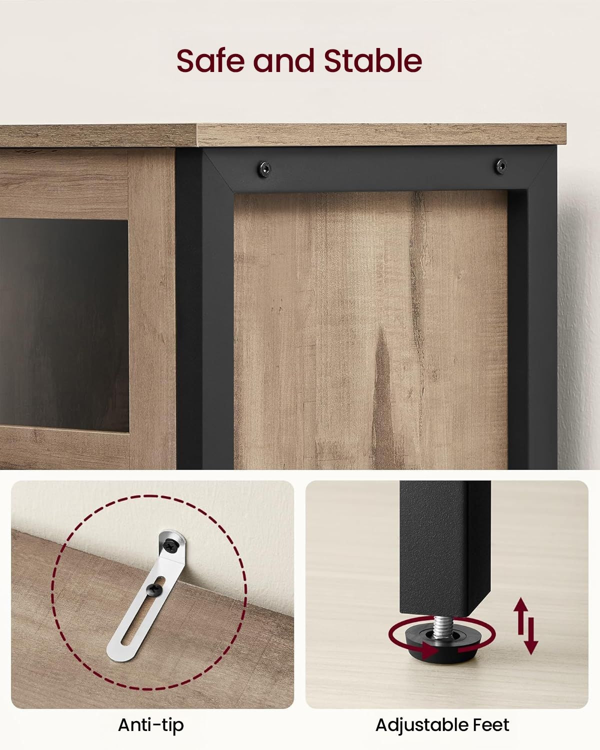 Songmics Home Industrial Camel Brown/Black Buffet Cabinet