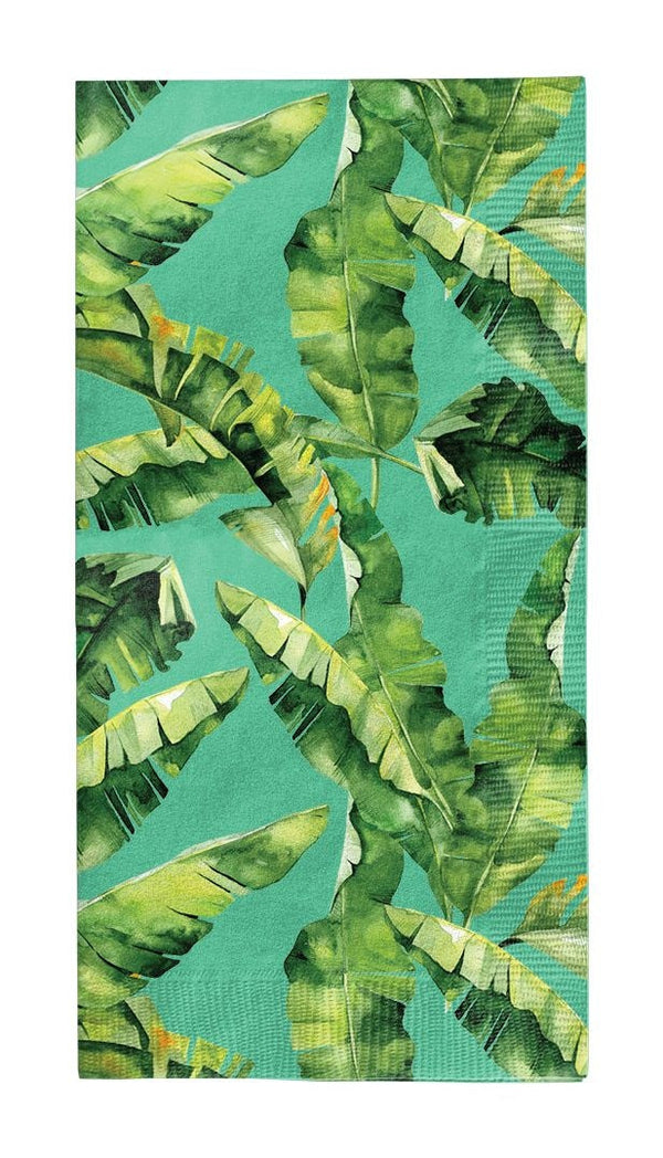 Sophistiplate Palm Spring Rectangle Paper Disposable Guest Towel Napkins, Green, 8-in, 20-pk, 3-ply, for Summer Party E8