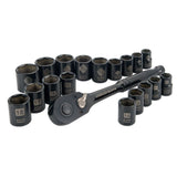 Stanley Professional Grade Black Chrome Socket Set, 19-pc, SAE/Metric