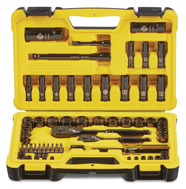 Stanley Professional Grade Black Chrome Socket Set, 70-pc, SAE/Metric F5