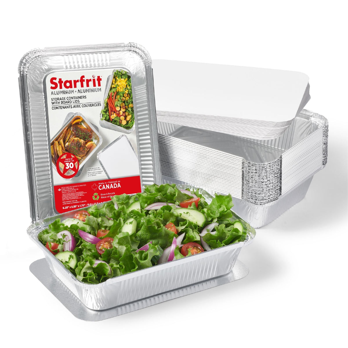 Starfrit Aluminum Container with Board Lid, 30-pk