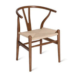 Take Me Home Wishbone Wood Dining Chair with Woven Seat, Walnut