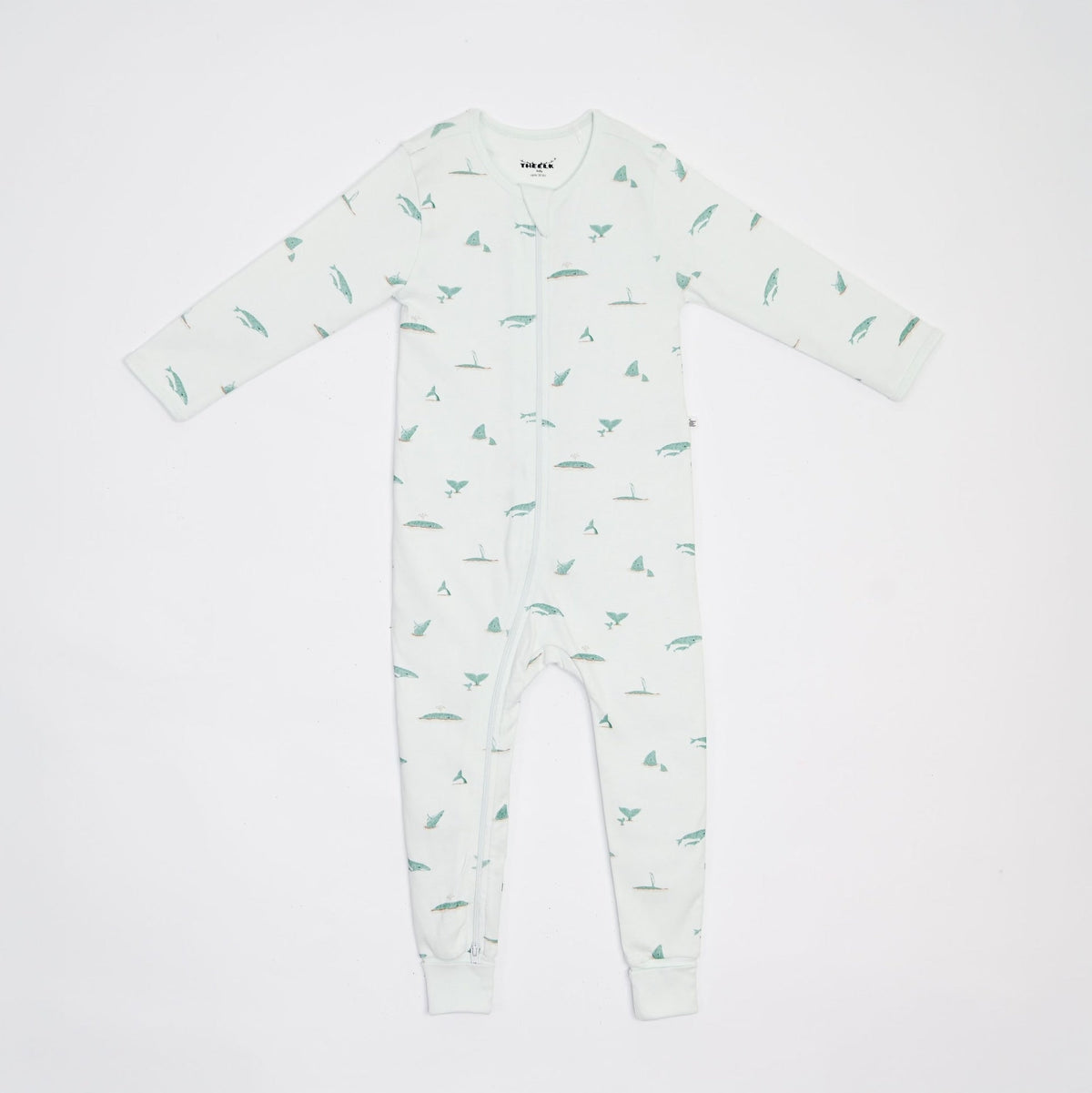 The Elk Baby Whale Print Premium Organic Cotton Play and Grow Rib Foot Zippy, Various Sizes