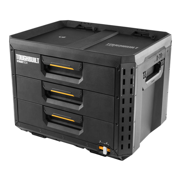 ToughBuilt StackTech XL 3-Drawer Auto-Locking Portable Modular Tool Box, Black Y3