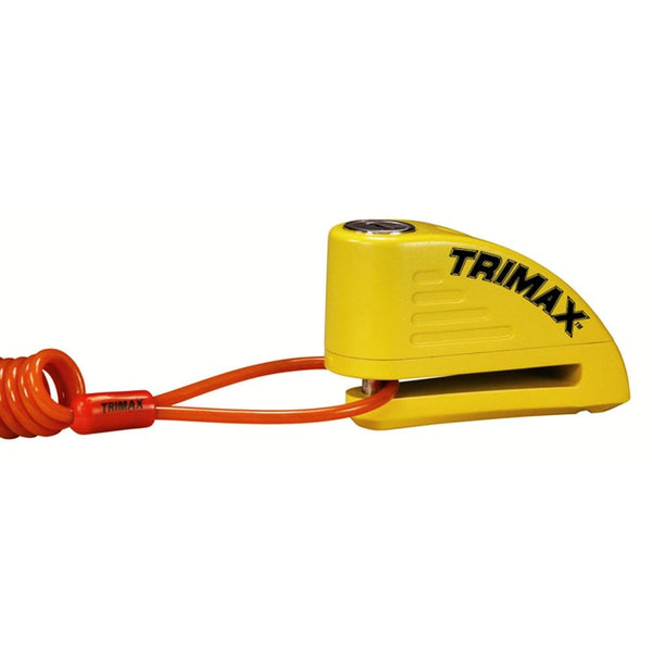 Trimax Alarmed Disc Lock with 8mm Pin, Yellow with Pouch & Cable V2