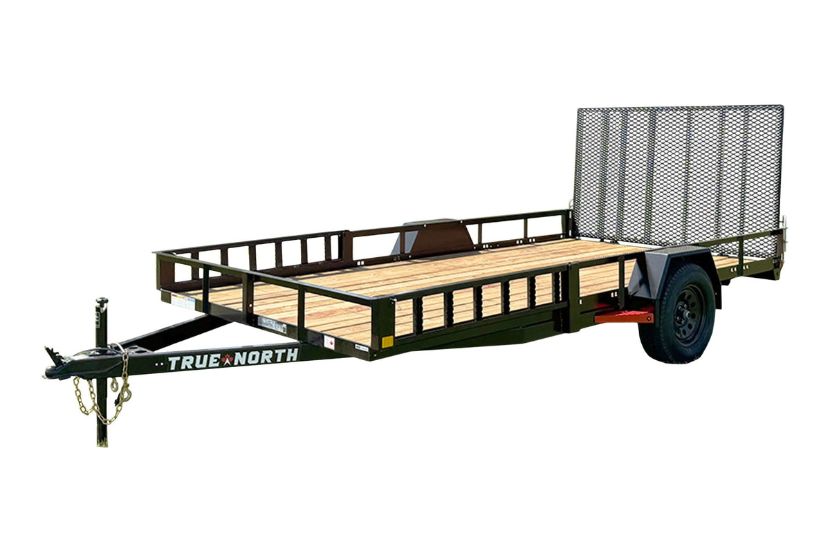 True North 83-in x 14-ft Utility Trailer With Gate & Side ATV Ramps, Black