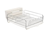 Type A Alpha Chrome Dish Drying Rack with Cutlery Holder & Drainboard, 13 x 19.3-in