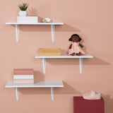type A Wooden Floating Wall Shelf Board, White, 12 x 24-in