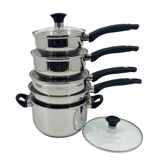 Vida by PADERNO Everyday Series Premium Stainless Steel Cookware Set, Dishwasher & Oven-Safe, 10-pc J1