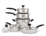 Vida by PADERNO Everyday Series Premium Stainless Steel Cookware Set, Dishwasher & Oven-Safe, 10-pc