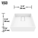 VIGO Bryant MatteStone 15x15-in Deep White Bathroom Sink/Basin with Square Vessel