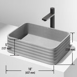 VIGO Cadman ConcretoStone 18-in Deep Grey Bathroom Sink/Basin with Rectangular Fluted Vessel