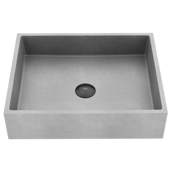 VIGO Coca Gothic ConcretoStone 19x15-in Deep Grey Bathroom Sink/Basin with Rectangular Vessel Z4