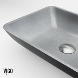 VIGO Duomo Gothic ConcretoStone 18x13-in Deep Grey Bathroom Sink/Basin with Rectangular Vessel