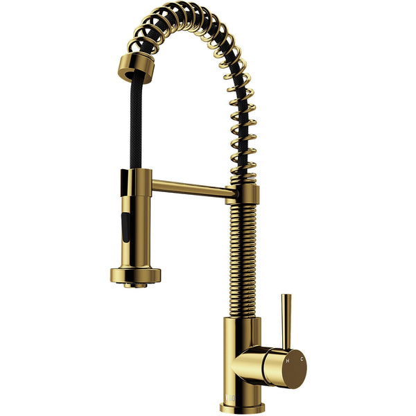 VIGO Edison Single Handle Pull Down Sprayer Kitchen Faucet, Matte Gold K0