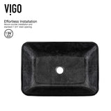 VIGO Glass Grey Onyx Bathroom Sink/Basin Set with Lexington Faucet and Rectangular Vessel