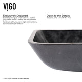 VIGO Glass Grey Onyx Bathroom Sink/Basin Set with Niko Faucet and Rectangular Vessel