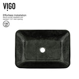VIGO Glass Rectangular Vessel Bathroom Sink/Basin, Grey Onyx
