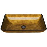 VIGO Glass Rectangular Vessel Bathroom Sink/Basin with Rounded Edges & Deep Bowl, Copper