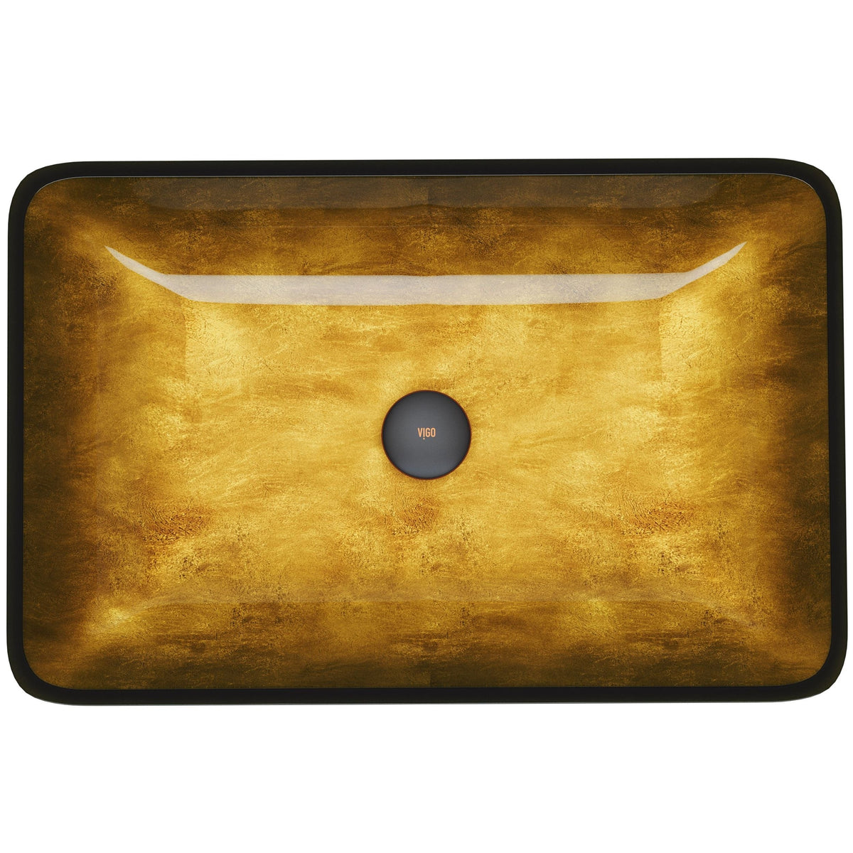VIGO Glass Rectangular Vessel Bathroom Sink/Basin with Rounded Edges & Deep Bowl, Copper