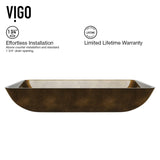 VIGO Glass Rectangular Vessel Bathroom Sink/Basin with Rounded Edges & Deep Bowl, Copper