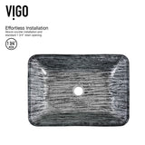 VIGO Glass Rectangular Vessel Bathroom Sink/Basin with Rounded Edges & Deep Bowl, Titanium