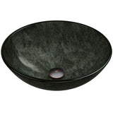 VIGO Glass Round Vessel Bathroom Sink/Basin with Deep Bowl, Gray