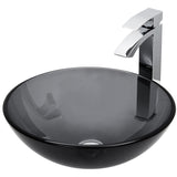 VIGO Glass Sheer Black Bathroom Sink/Basin Set with Duris Faucet and Round Vessel