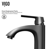 VIGO Hibiscus MatteStone White Bathroom Sink/Basin Set with Linus Faucet and Square Composite Vessel