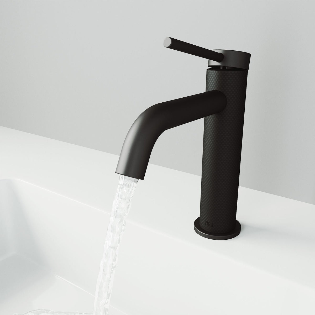 VIGO Madison Single Handle Single Hole cFiber Bathroom Sink Faucet, Matte Black