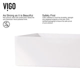 VIGO Magnolia MatteStone White Bathroom Sink/Basin Set with Cass Faucet and Rectangular Composite Vessel