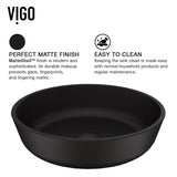 VIGO Modus Glass Round Vessel Bathroom Sink/Basin with Rounded Edges & Deep Bowl, Black