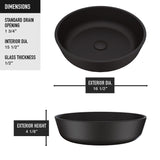 VIGO Modus Glass Round Vessel Bathroom Sink/Basin with Rounded Edges & Deep Bowl, Black