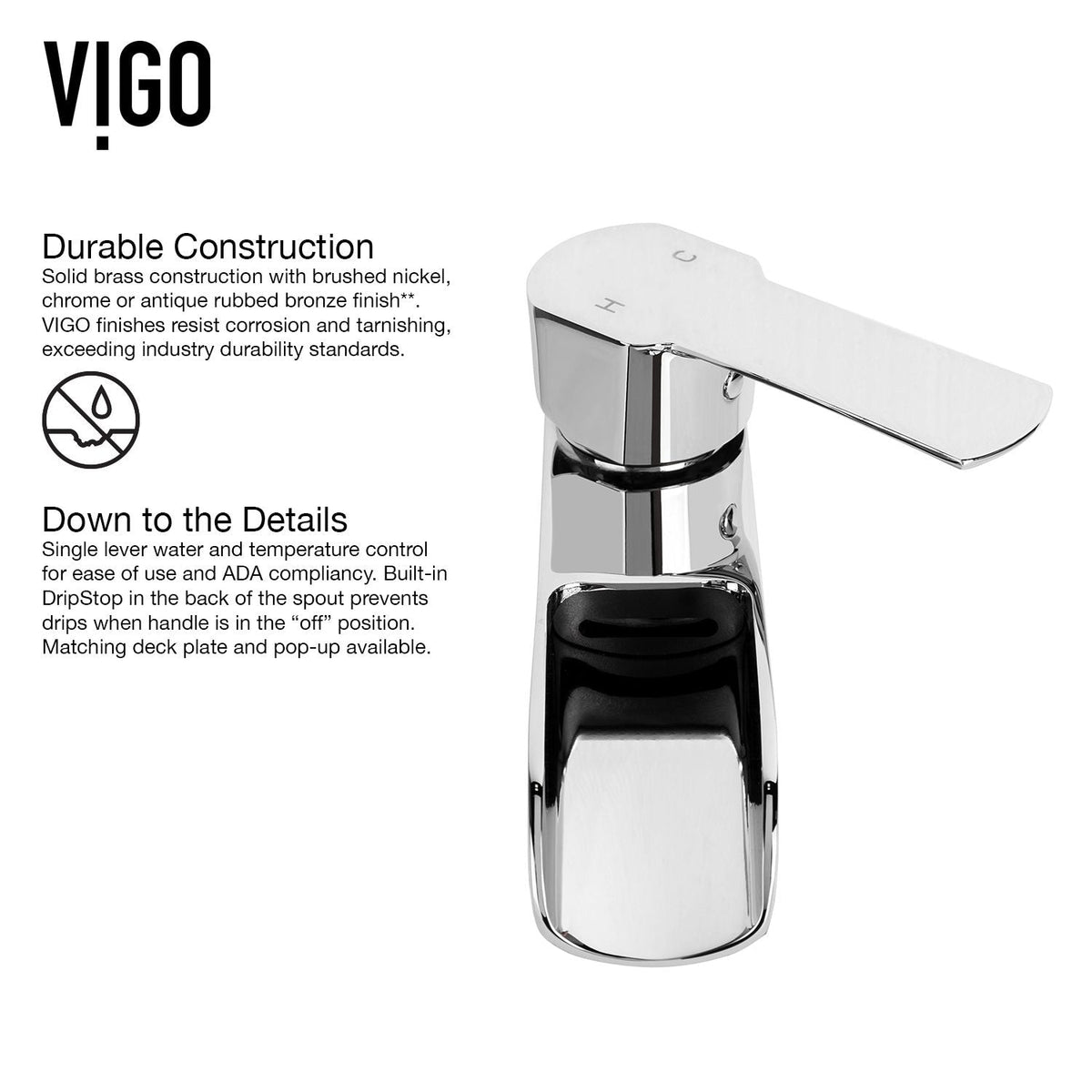 VIGO Niko Single Handle Vessel Sink Bathroom Faucet with Deck Plate, Chrome