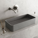 VIGO Palazzo Gothic ConcretoStone 24x11-in Deep Grey Bathroom Sink/Basin with Rectangular Vessel