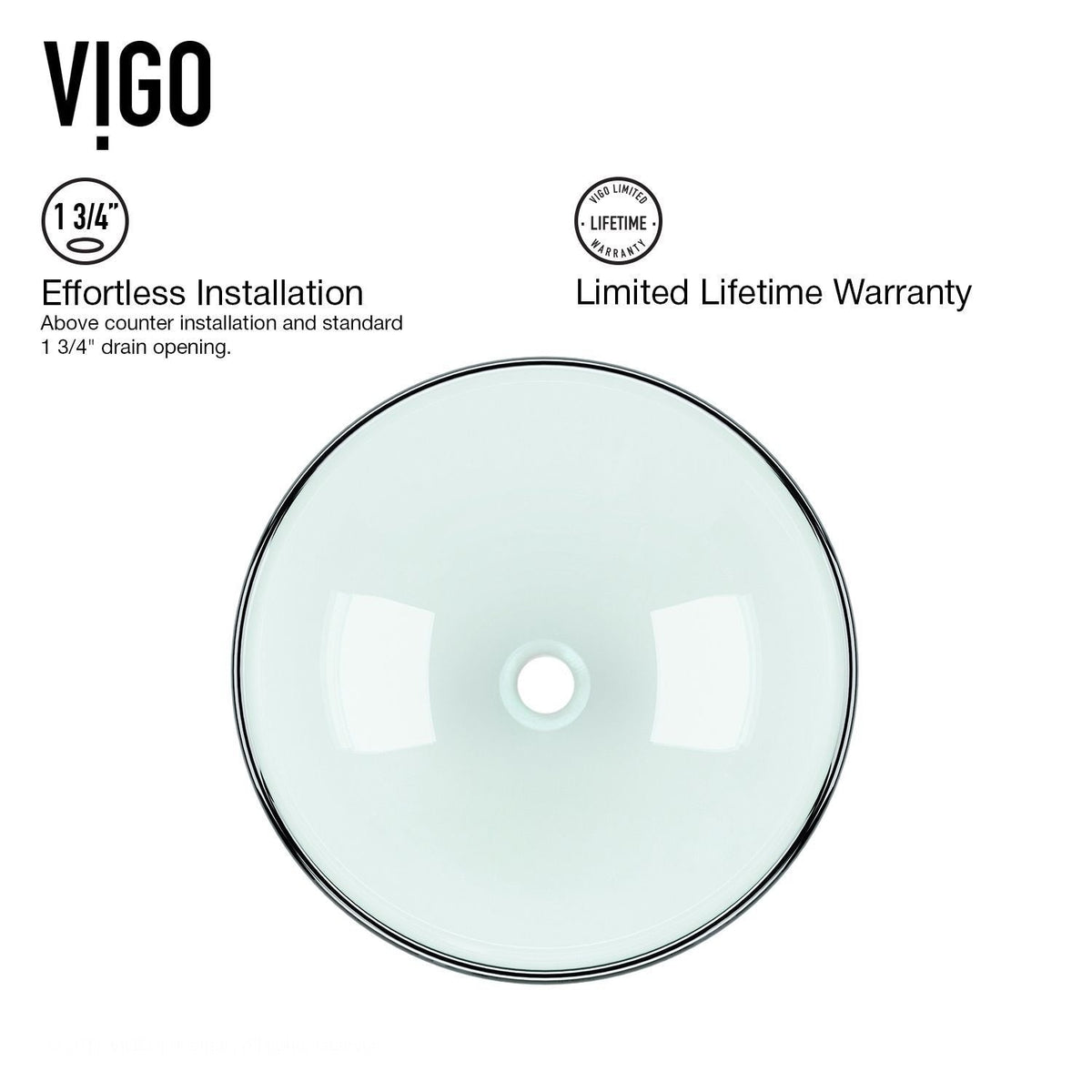 VIGO Round Glass Vessel Bathroom Sink/Basin with Repellent Seal Coating, Crystalline