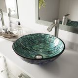 VIGO Round Glass Vessel Bathroom Sink/Basin with Scratch-Resistant Surface, Oceania