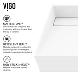 VIGO Starr Modern MatteStone 23x15-in Deep White Bathroom Sink/Basin with Rectangular Vessel