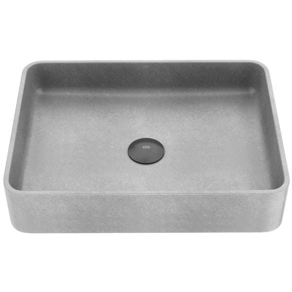 VIGO Tarragona Gothic ConcretoStone 19x14-in Deep Grey Bathroom Sink/Basin with Rectangular Vessel J5