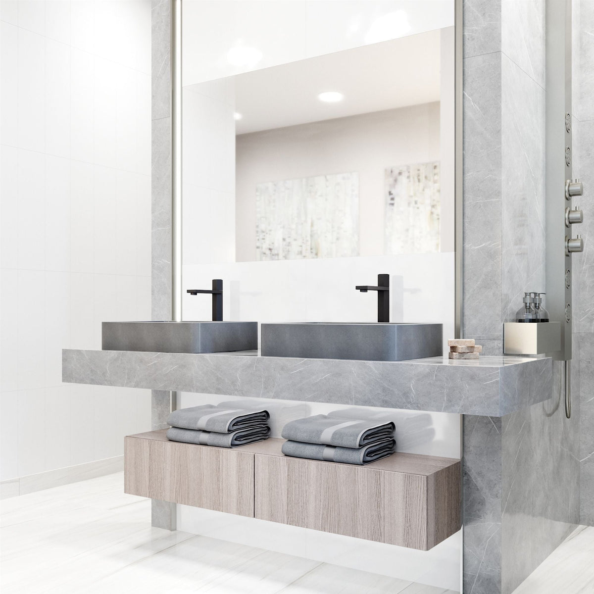 VIGO Tarragona Gothic ConcretoStone 19x14-in Deep Grey Bathroom Sink/Basin with Rectangular Vessel